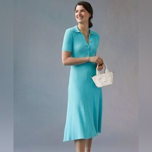 Anthropologie Current Air Collared Ribbed Midi Dress NWT